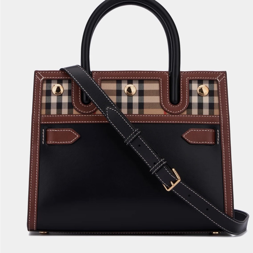 Brand new Burberry vintage title bag in brown and black